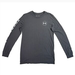 Under Armour Freedom Mens Small Gray Long Sleeve T-Shirt HeatGear Flag Graphic